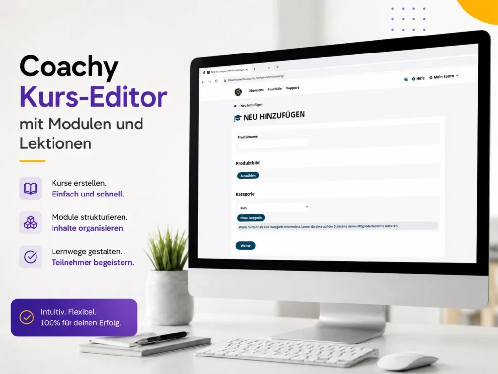Coachy Kurs-Editor mit Modulen und Lektionen
