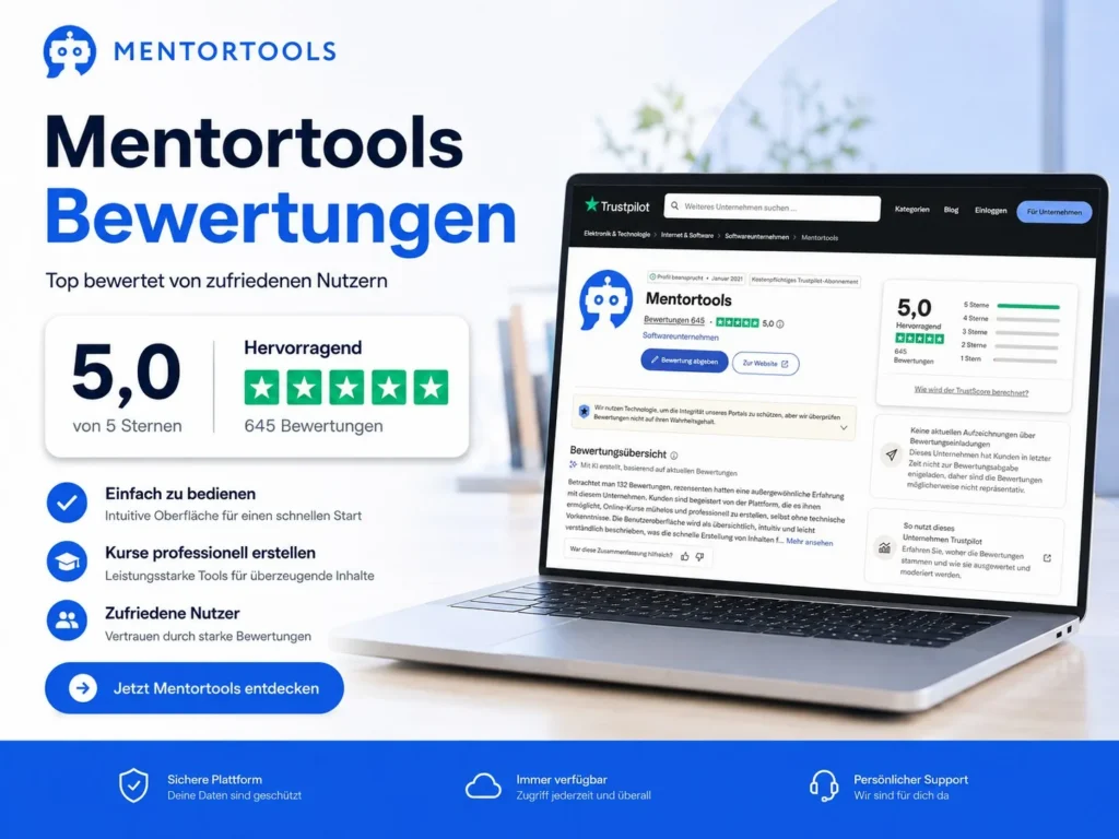 Mentortools Trustpilot Bewertungen – 5,0 von 5 Sternen