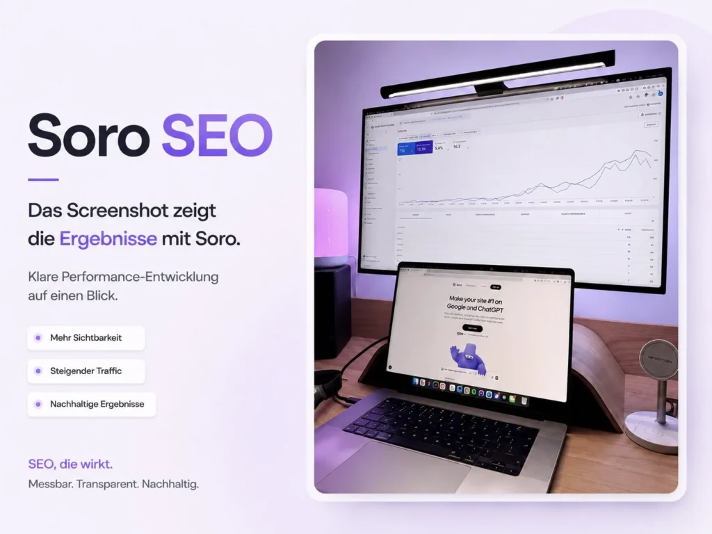 Soro SEO Dashboard mit automatisch erstellten Artikeln